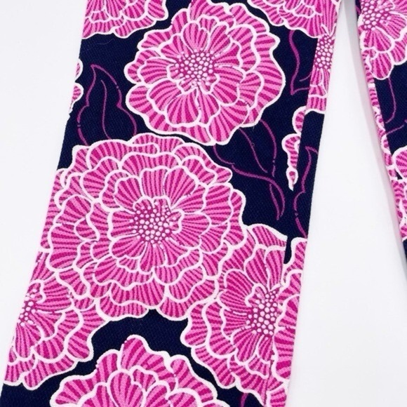 Lilly Pulitzer Palm Beach Fit Cropped Pants Navy Blue Pink Floral Women's Size 4 - Picture 3 of 8